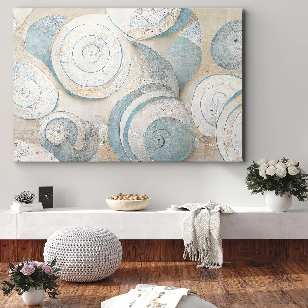 Bild auf Leinwand - Leinwandbild - Abstrakte Muscheln in Pastelltönen - 120x80cm - Was verbirgt sich in der Muschel? - Moderne Wanddekoration für Wohnzimmer und Schlafzimmer ARTTOR