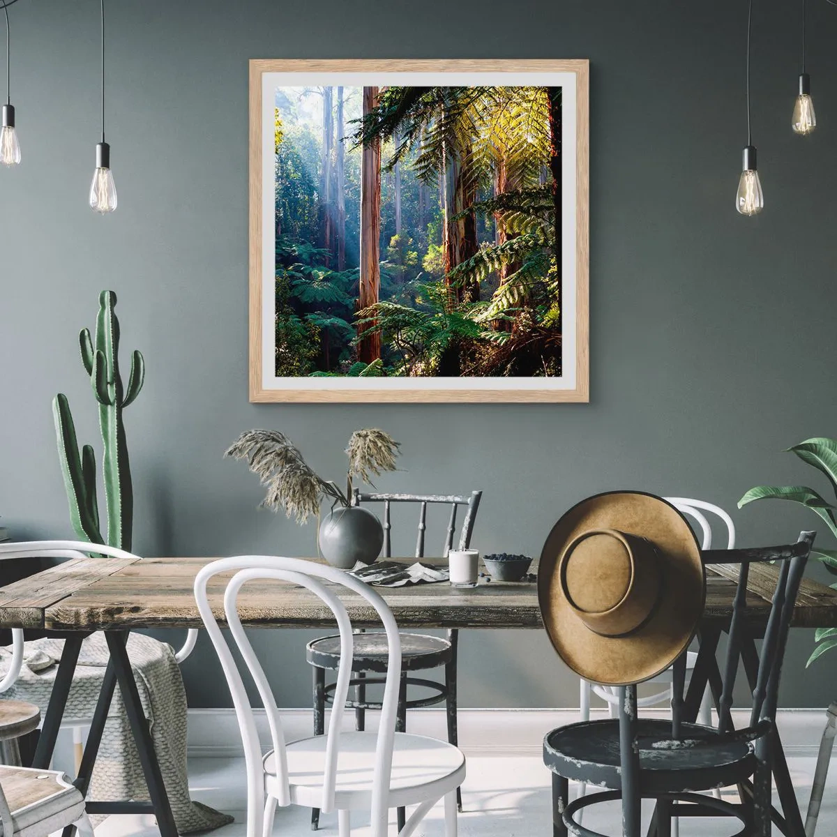 Poster in einem Rahmen aus heller Eiche - Ein Waldmärchen - 30x30 cm