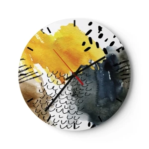 Wanduhr - Glasuhr - Ein Treffen der Elemente der Natur - 40x40 cm