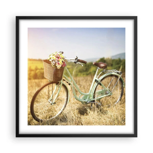 Poster in einem schwarzem Rahmen - Ich bleibe eine Weile hier - 50x50 cm