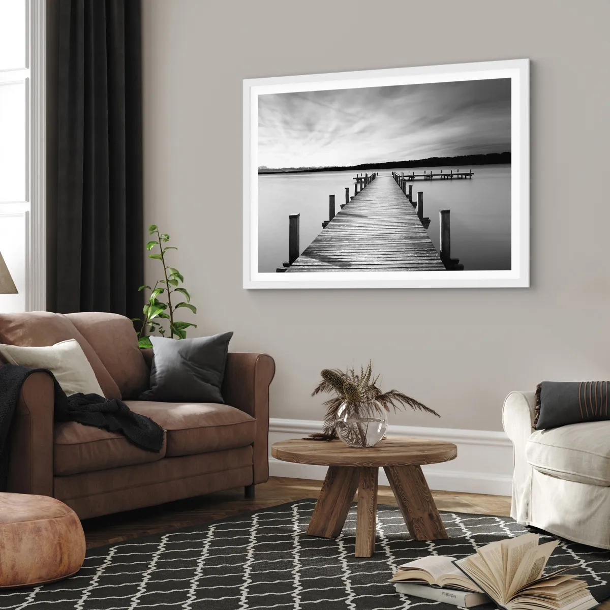 Poster in einem weißen Rahmen - An der Wasserstelle - Ruhe - 50x40 cm