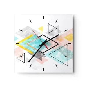 Wanduhr - Glasuhr - Geometrisches Spiel - 40x40 cm