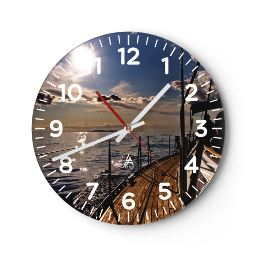 Wanduhr - Glasuhr - Der Sonne entgegen segeln - 40x40 cm