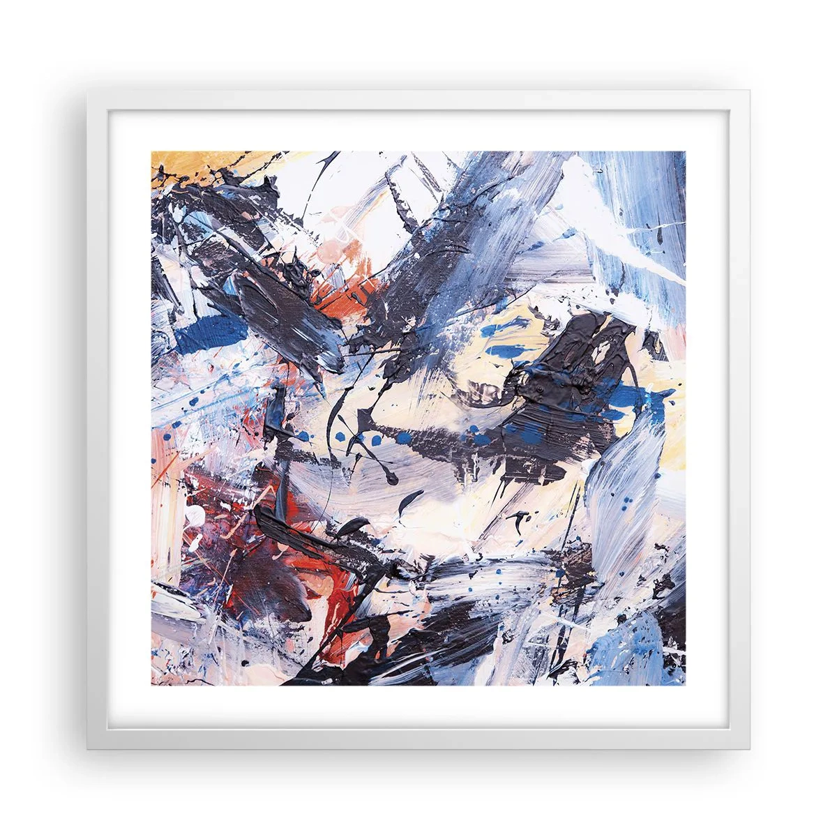 Poster in einem weißen Rahmen - Verrückter Tanz der Abstraktion - 50x50 cm
