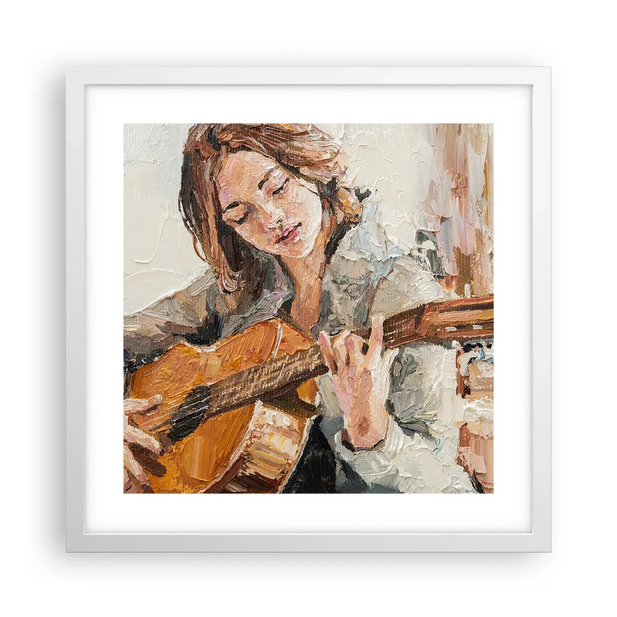 Poster in einem weißen Rahmen - Konzert für Gitarre und Mädchenherz - 40x40 cm