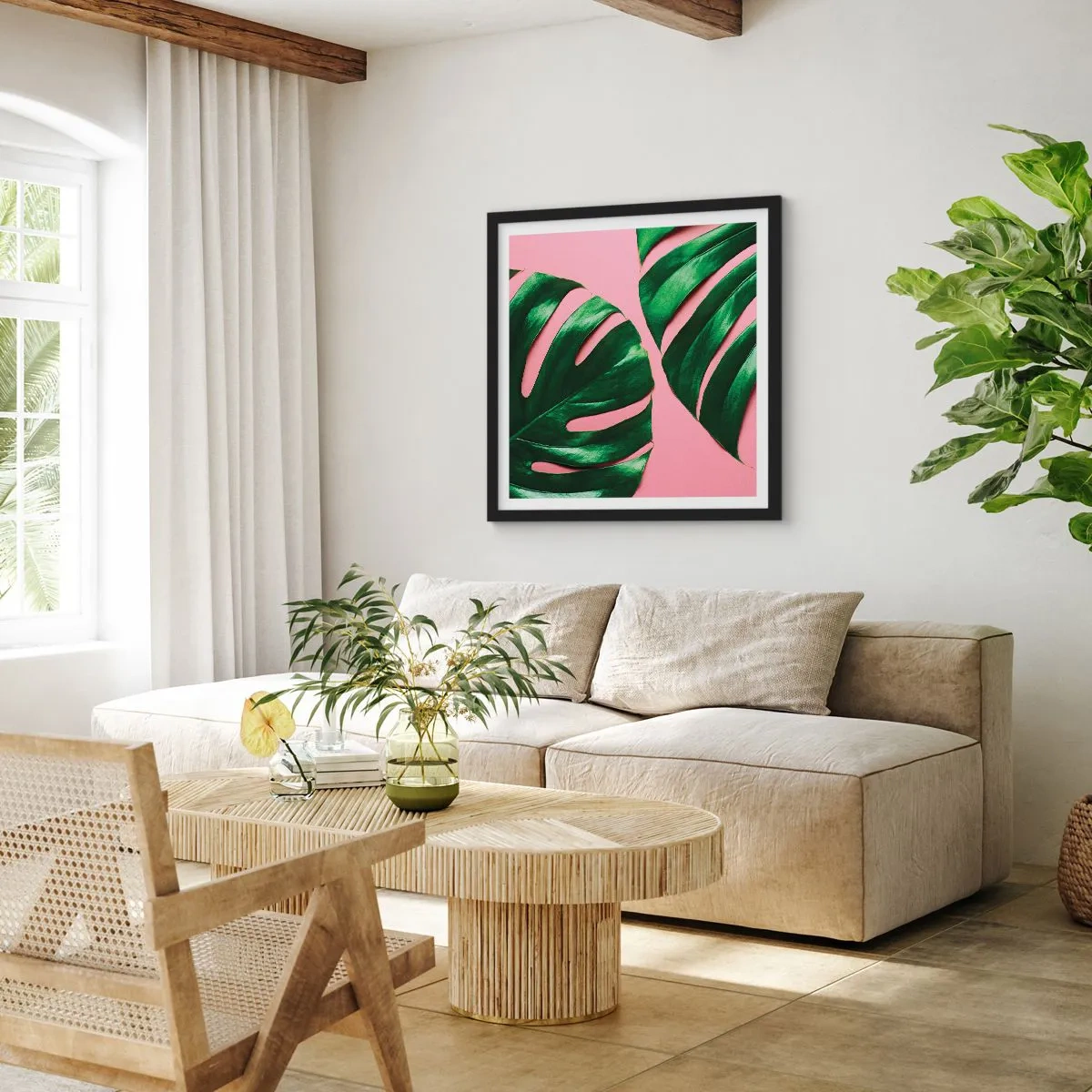 Poster in einem schwarzem Rahmen - Rendezvous im Grünen - 30x30 cm