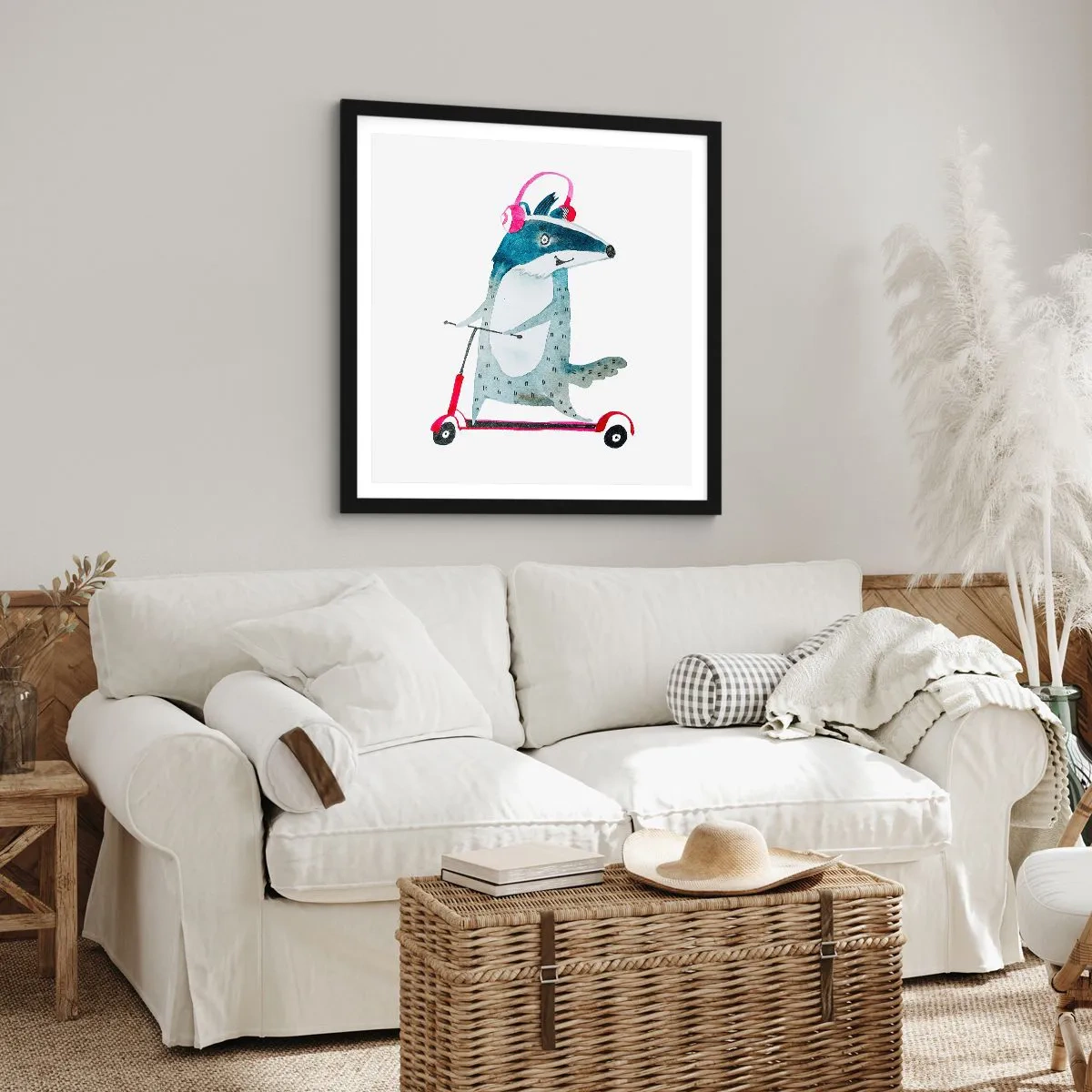 Poster in einem schwarzem Rahmen - Dachsfreude - 30x30 cm