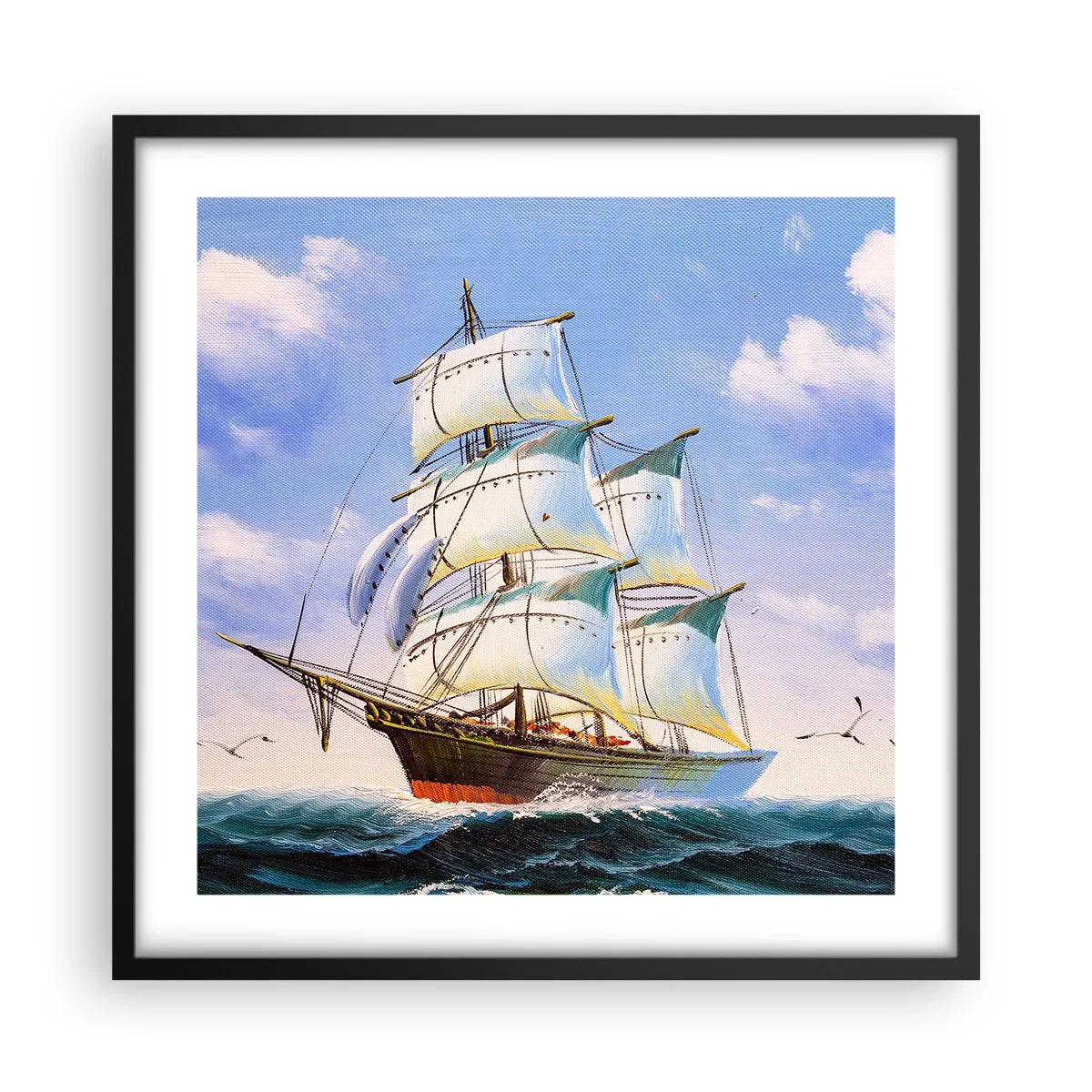 Poster in einem schwarzem Rahmen - Mit Stolz mit dem Wind - 50x50 cm