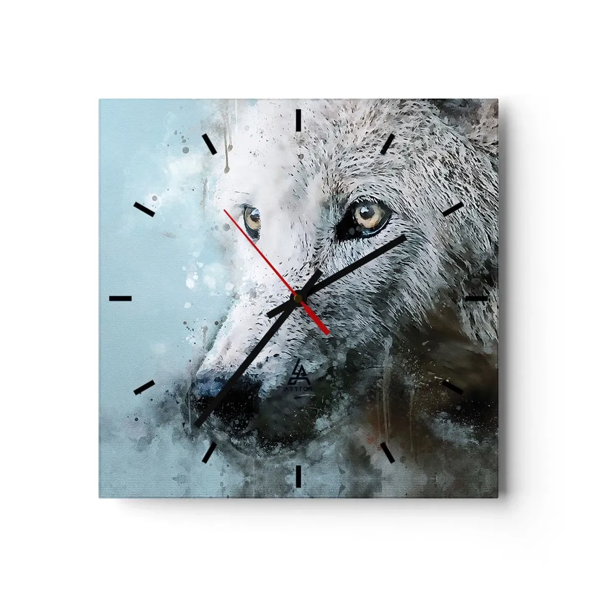Wanduhr - Glasuhr - Lerne die Wolfsseele kennen - 40x40 cm