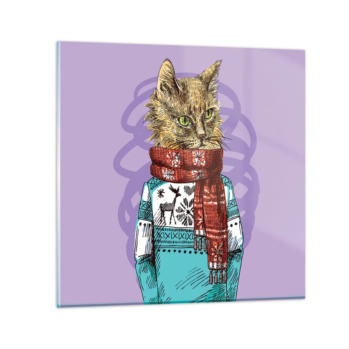 Glasbild - Bild auf glas - Die Katze nicht nur in Schuhen - 30x30 cm