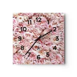 Wanduhr - Glasuhr - Auf Rosen gebettet - 40x40 cm