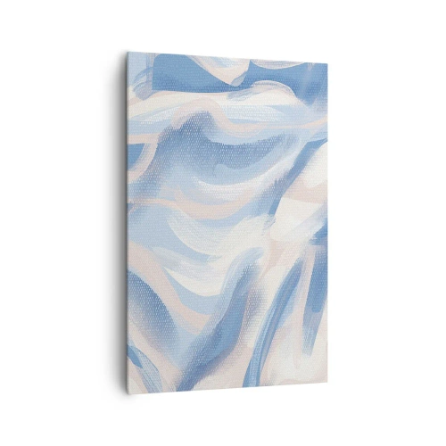 Bild auf Leinwand - Leinwandbild - Abstrakte Pinselstriche in Blau- und Beigetönen - 80x120cm - Blaue Wellen - Moderne Wanddekoration für Wohnzimmer und Schlafzimmer ARTTOR