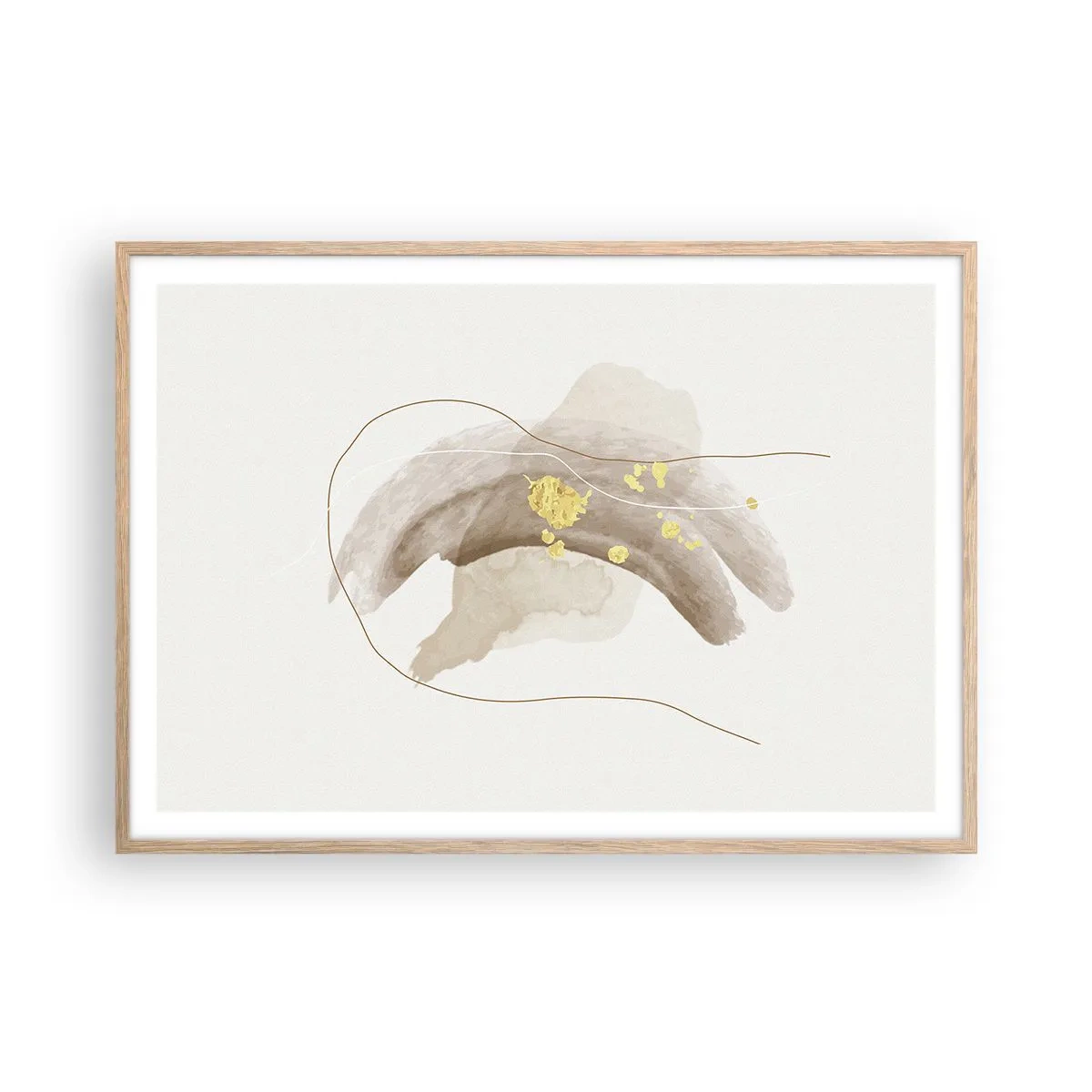Poster in einem Rahmen aus heller Eiche - Im Weltraum begegnet - 100x70 cm