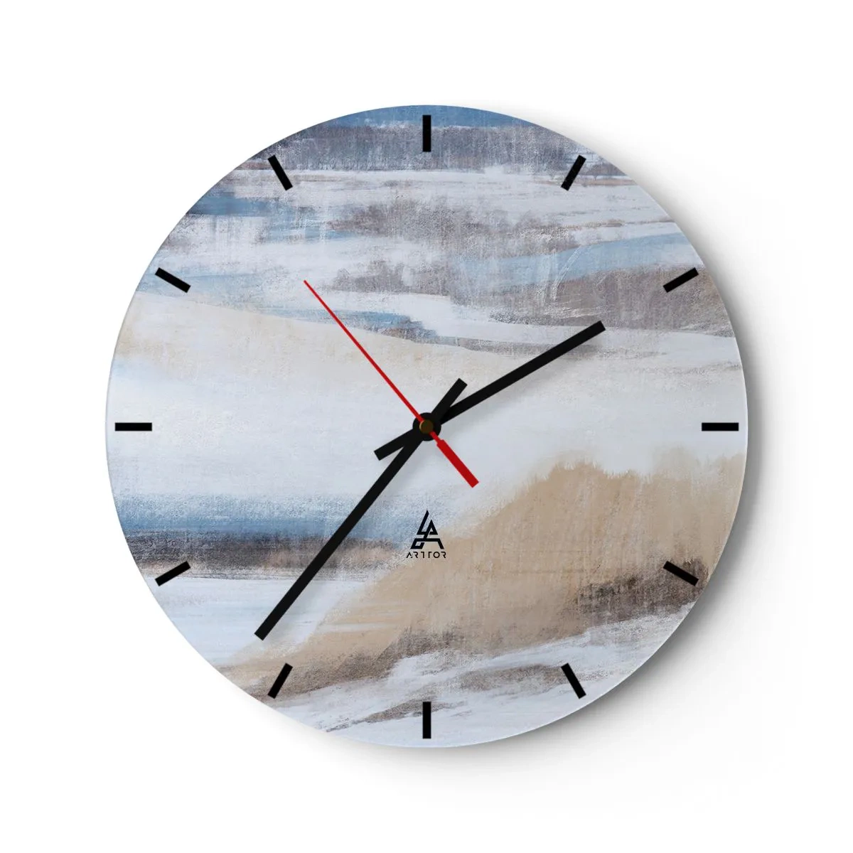 Wanduhr - Glasuhr - Winterkomposition - 40x40 cm