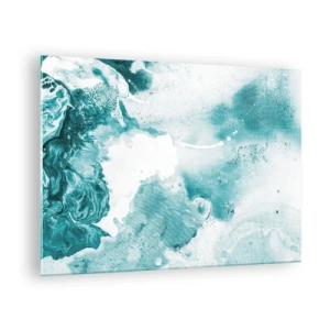 Glasbild - Bild auf glas - Abstrakte blaue Pools auf einem Glashintergrund - 70x50cm - Morast von Blau - Moderne Wanddekoration für Wohnzimmer und Schlafzimmer ARTTOR