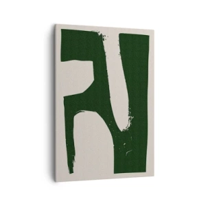 Bild auf Leinwand - Leinwandbild - Minimalistische Abstraktion in Grün auf hellem Hintergrund - 50x70cm - Weiße Buchten - Moderne Wanddekoration für Wohnzimmer und Schlafzimmer ARTTOR