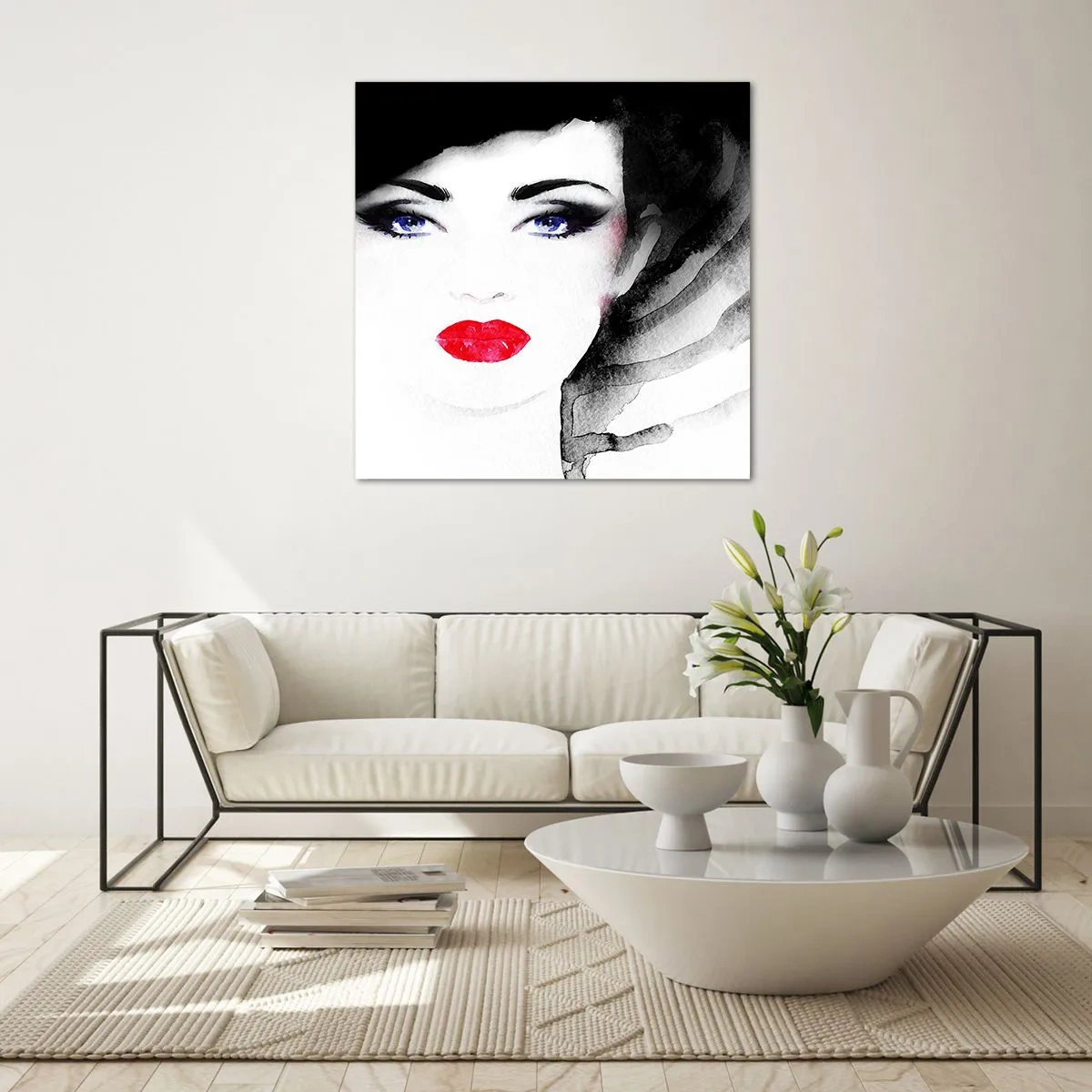 Glasbild - Bild auf glas - Er drückt zurück und ruft an - 40x40 cm