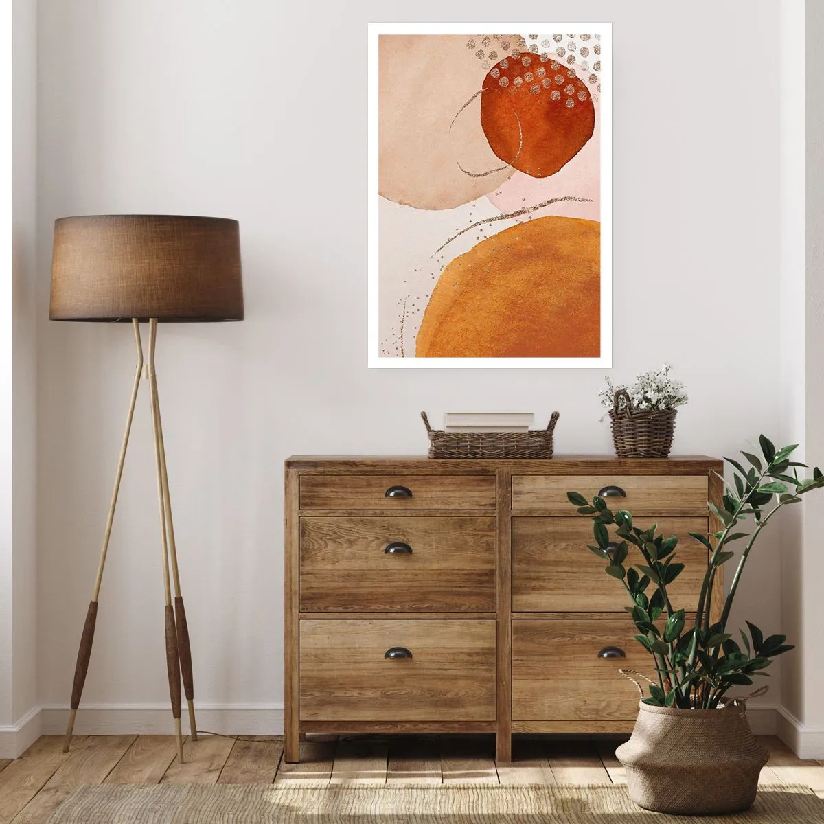 Poster - Abstrakte Formen in Beige-, Braun- und Goldtönen - 50x70cm - Rundheit und Bewegung - Moderne Wanddekoration für Wohnzimmer und Schlafzimmer ARTTOR