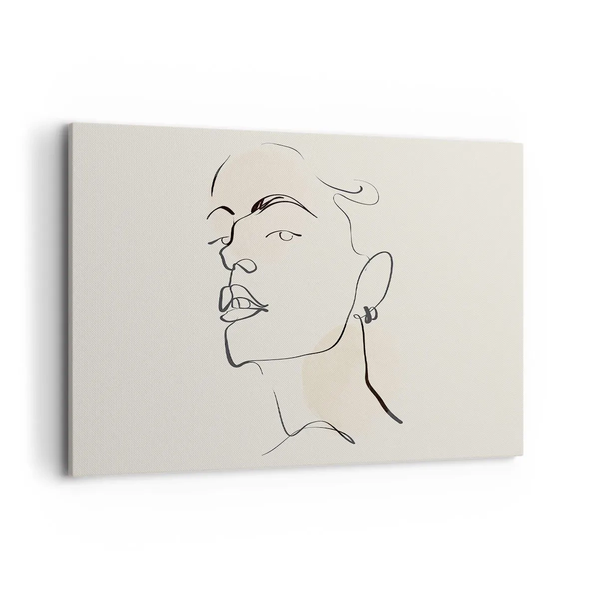 Bild auf Leinwand - Leinwandbild - Minimalistische Skizze eines Frauengesichts - 120x80cm - Ein stolzer Blick - Moderne Wanddekoration für Wohnzimmer und Schlafzimmer ARTTOR