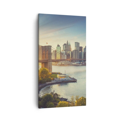 Bild auf Leinwand - Leinwandbild - Morgendämmerung der Großstadt - 45x80 cm