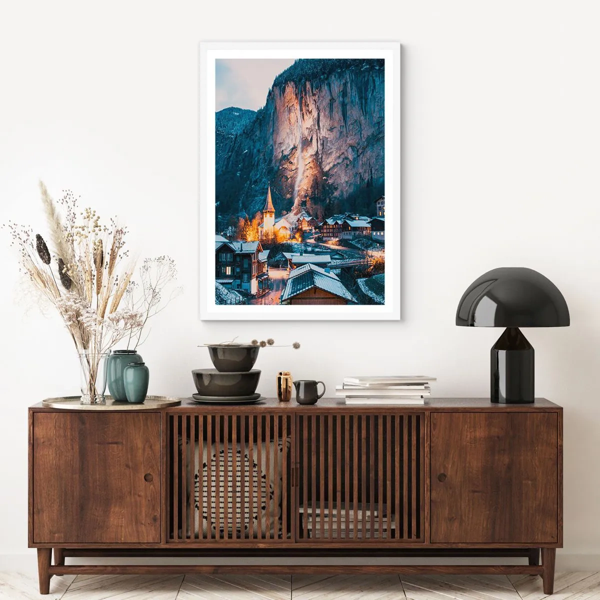 Poster in einem weißen Rahmen - Der leuchtende Geist des Winters - 40x50 cm