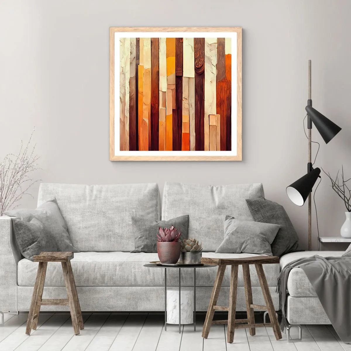 Poster in einem Rahmen aus heller Eiche - Hymne der Waldbäume - 50x50 cm