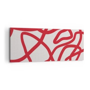 Bild auf Leinwand - Leinwandbild - Rote abstrakte Linien auf weißem Hintergrund - 120x50cm - Rot auf Weiß - Moderne Wanddekoration für Wohnzimmer und Schlafzimmer ARTTOR