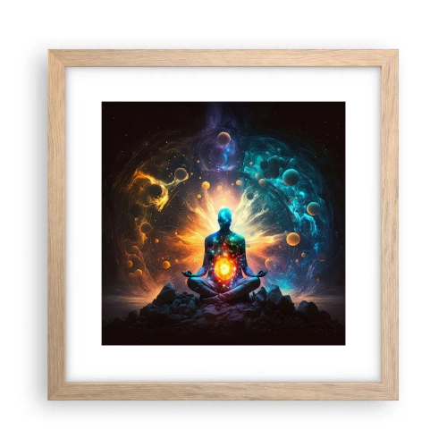 Poster in einem Rahmen aus heller Eiche - Kosmischer Frieden - 30x30 cm