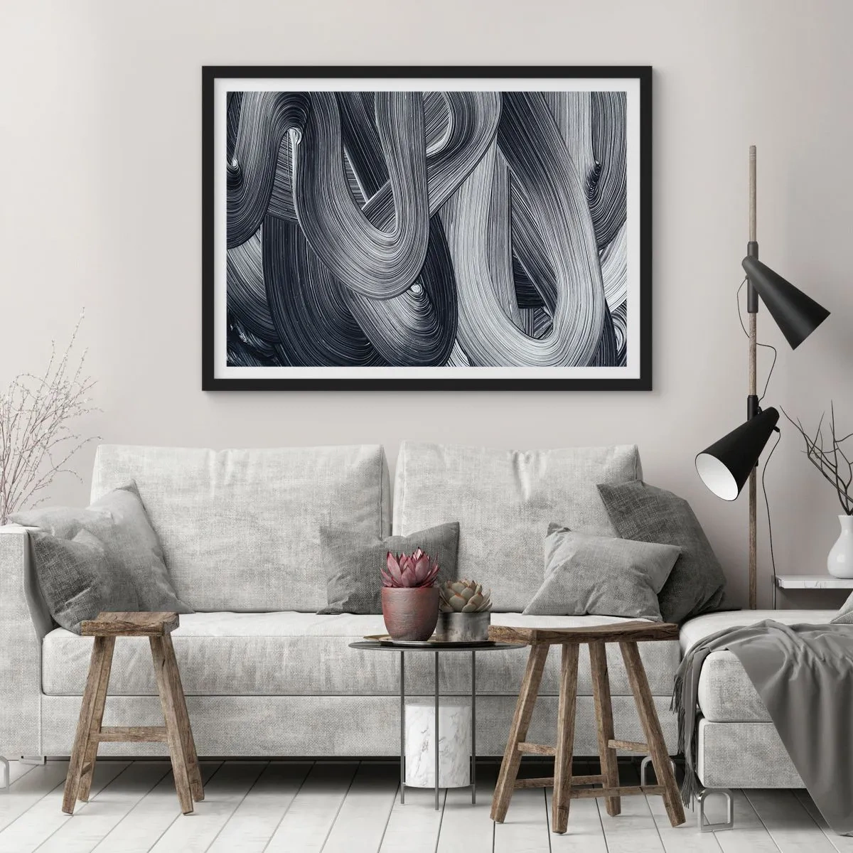Poster in einem schwarzem Rahmen - Die Fließfähigkeit der Realität - 50x40 cm
