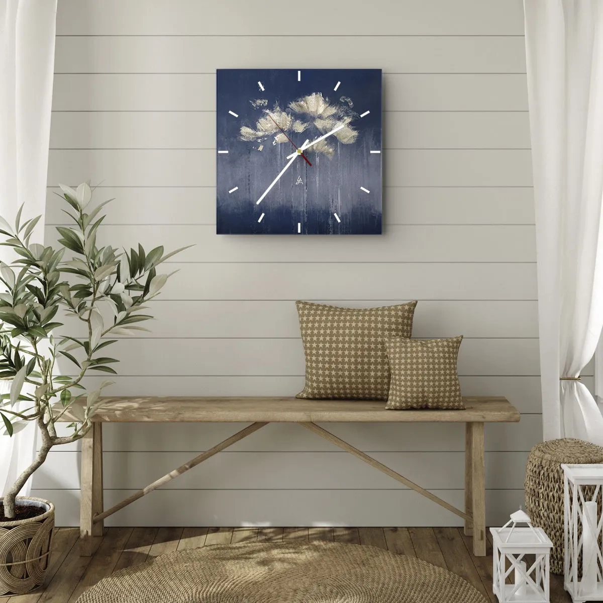 Wanduhr - Glasuhr - Wie Blütenblätter im Wind - 40x40 cm