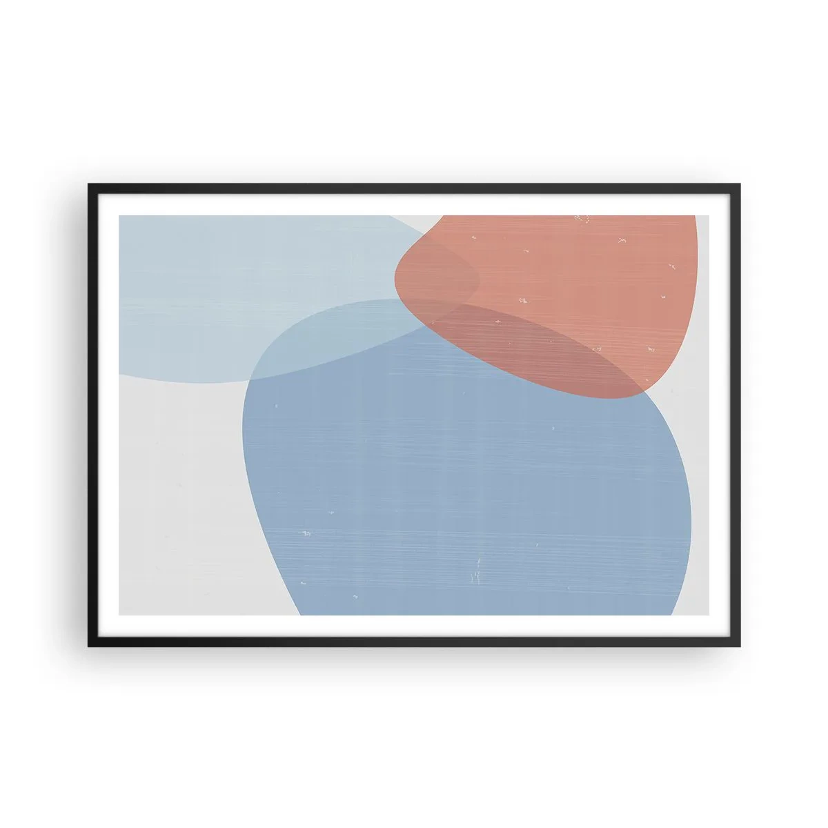 Poster in einem schwarzem Rahmen - Eine abstrakte Komposition in Pastelltönen von Blau und Rosa mit organischen Formen. - 100x70cm - Pastellbeziehungen - Moderne Wanddekoration für Wohnzimmer und Schlafzimmer ARTTOR