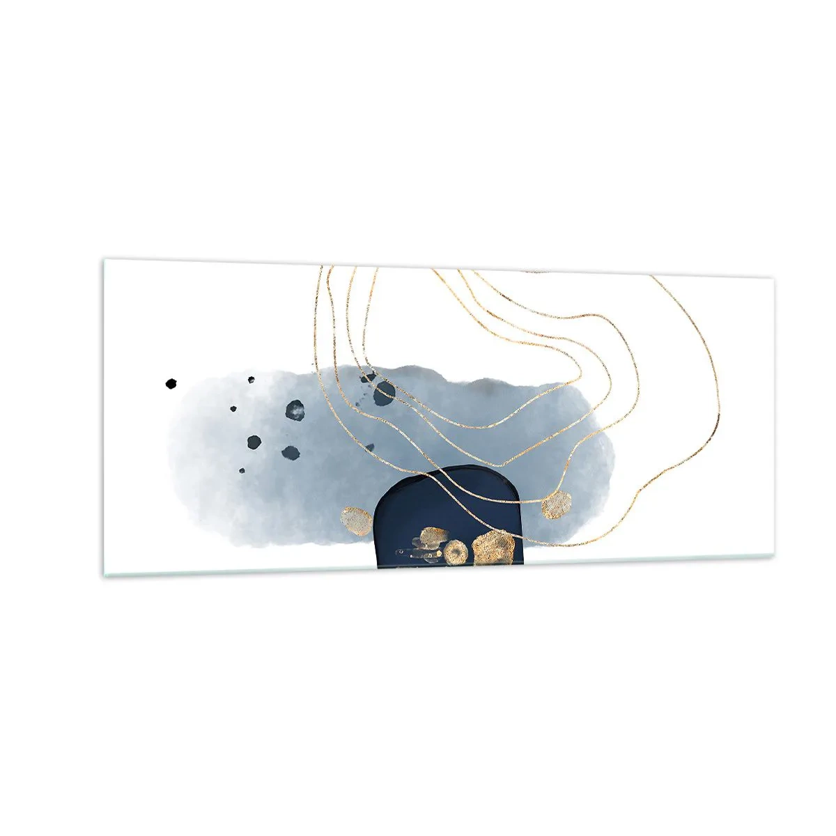 Glasbild - Bild auf glas - Blau-goldene Fantasie - 100x40 cm
