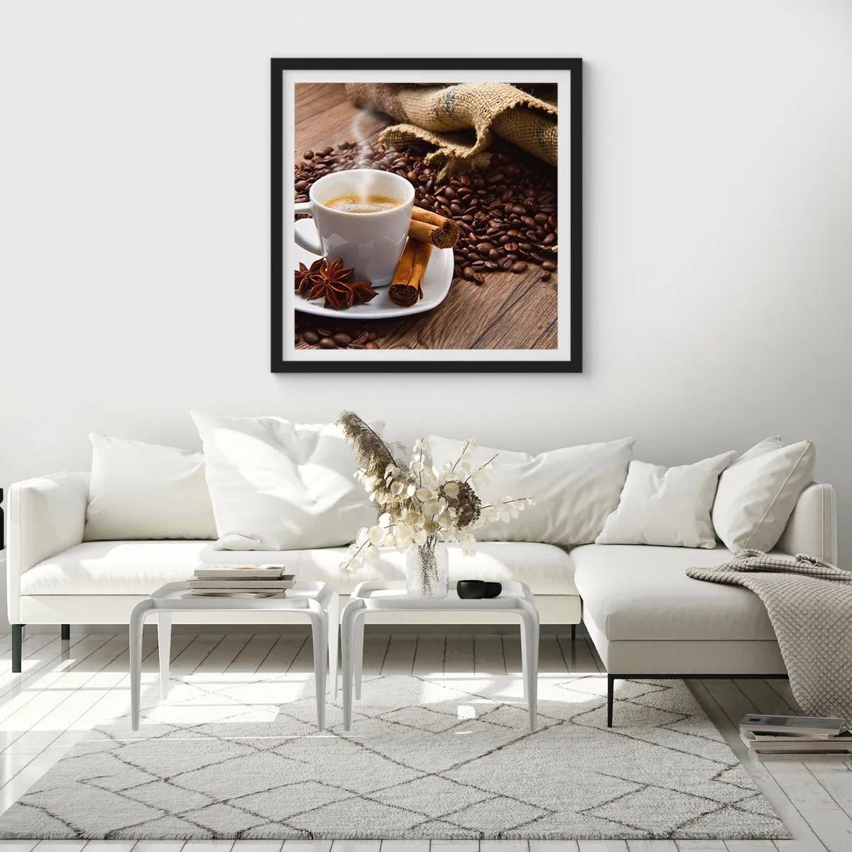 Poster in einem schwarzem Rahmen - Würziger Geschmack und Aroma - 30x30 cm