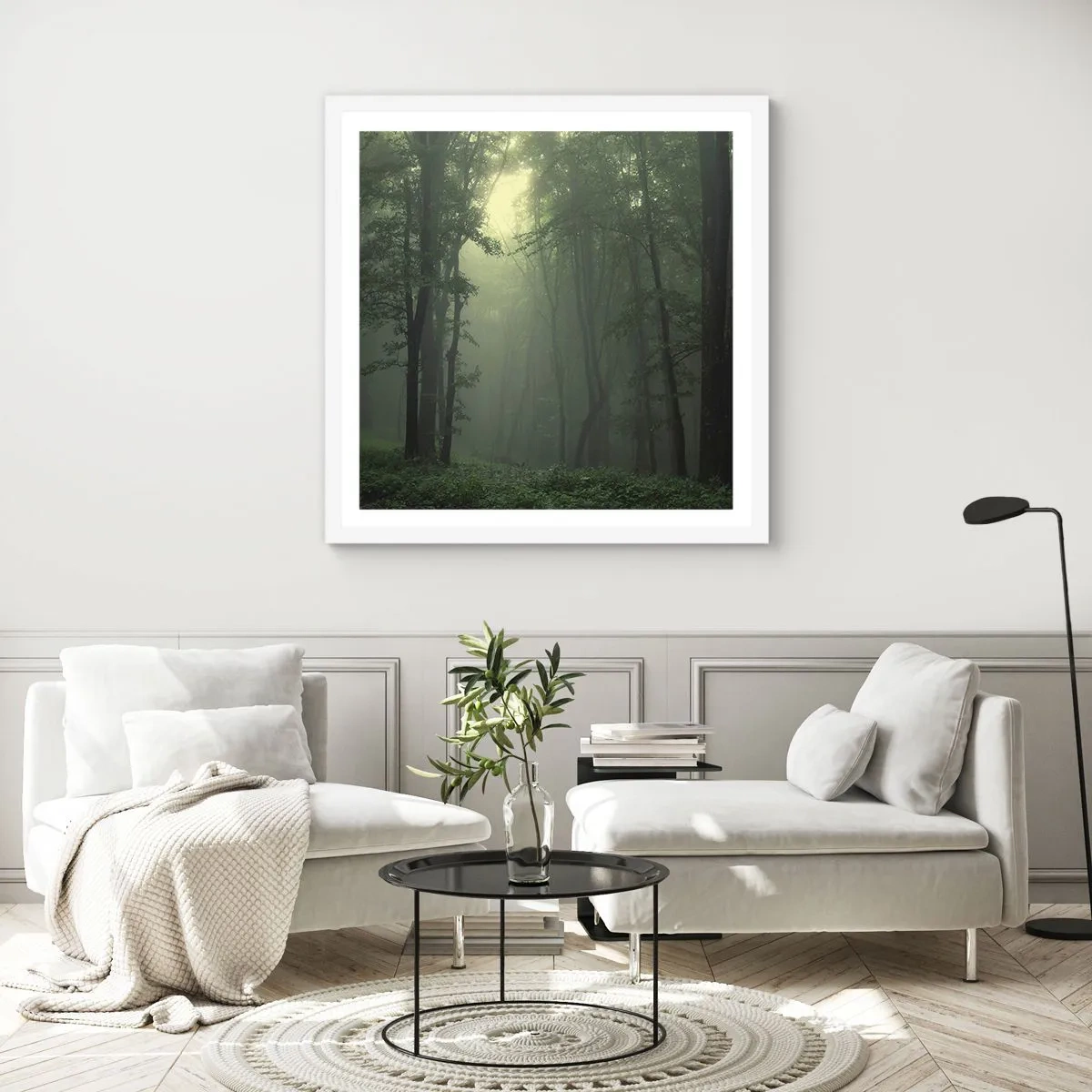 Poster in einem weißen Rahmen - Bevor er aufwacht - 40x40 cm