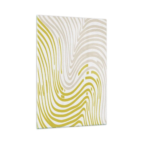 Glasbild - Bild auf glas - Ein abstraktes Muster mit Wellenlinien in Gelb- und Beigetönen. - 70x100cm - Komposition mit sanfter Biegung - Moderne Wanddekoration für Wohnzimmer und Schlafzimmer ARTTOR