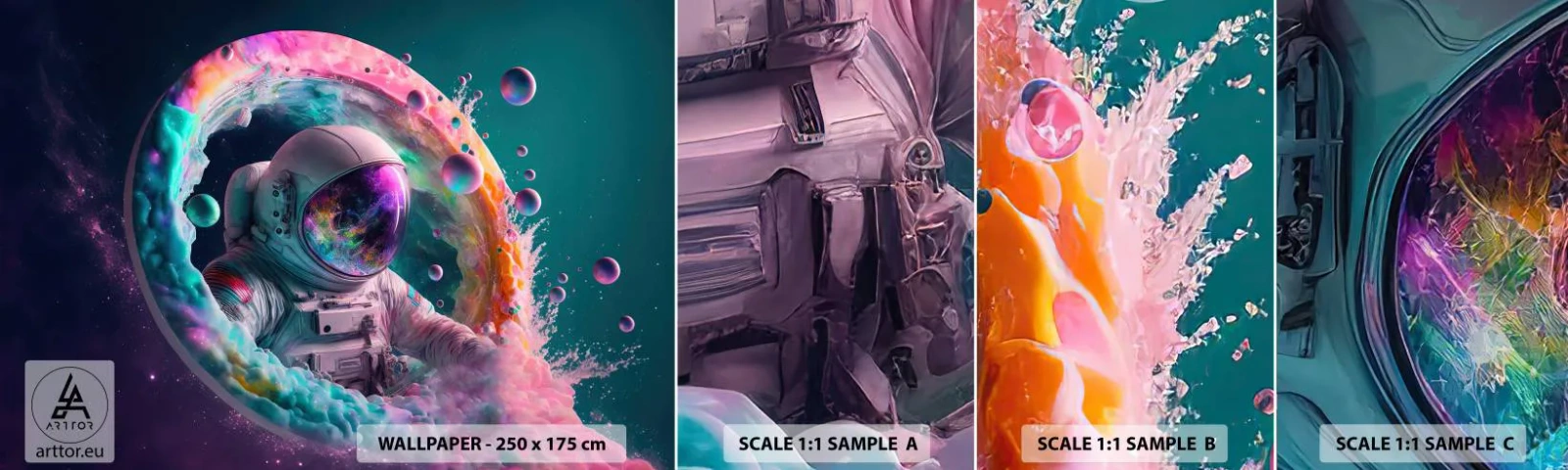 Fototapeten Muster Selbstklebend Deluxe Sticker - Sternentor - Astronaut, Galaxis, Futuristisch - 100x30 cm