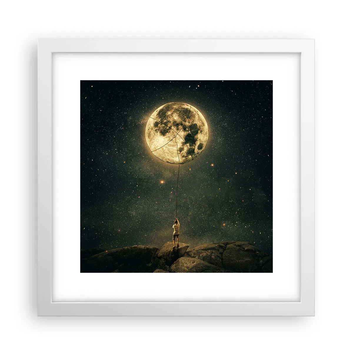 Poster in einem weißen Rahmen - Der Mann, der den Mond gestohlen hat - 30x30 cm