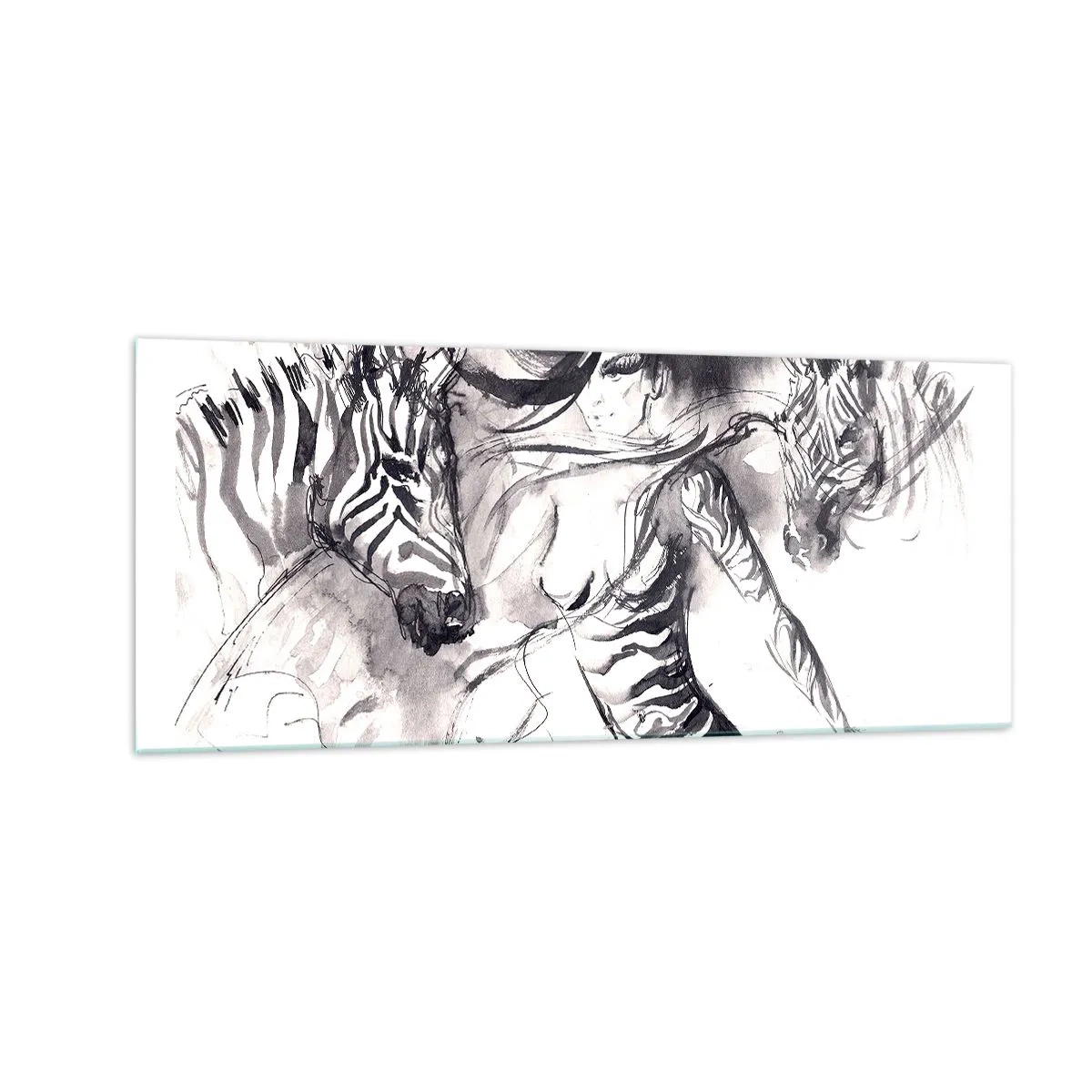 Glasbild - Bild auf glas - Tanzen mit den Zebras - 100x40 cm