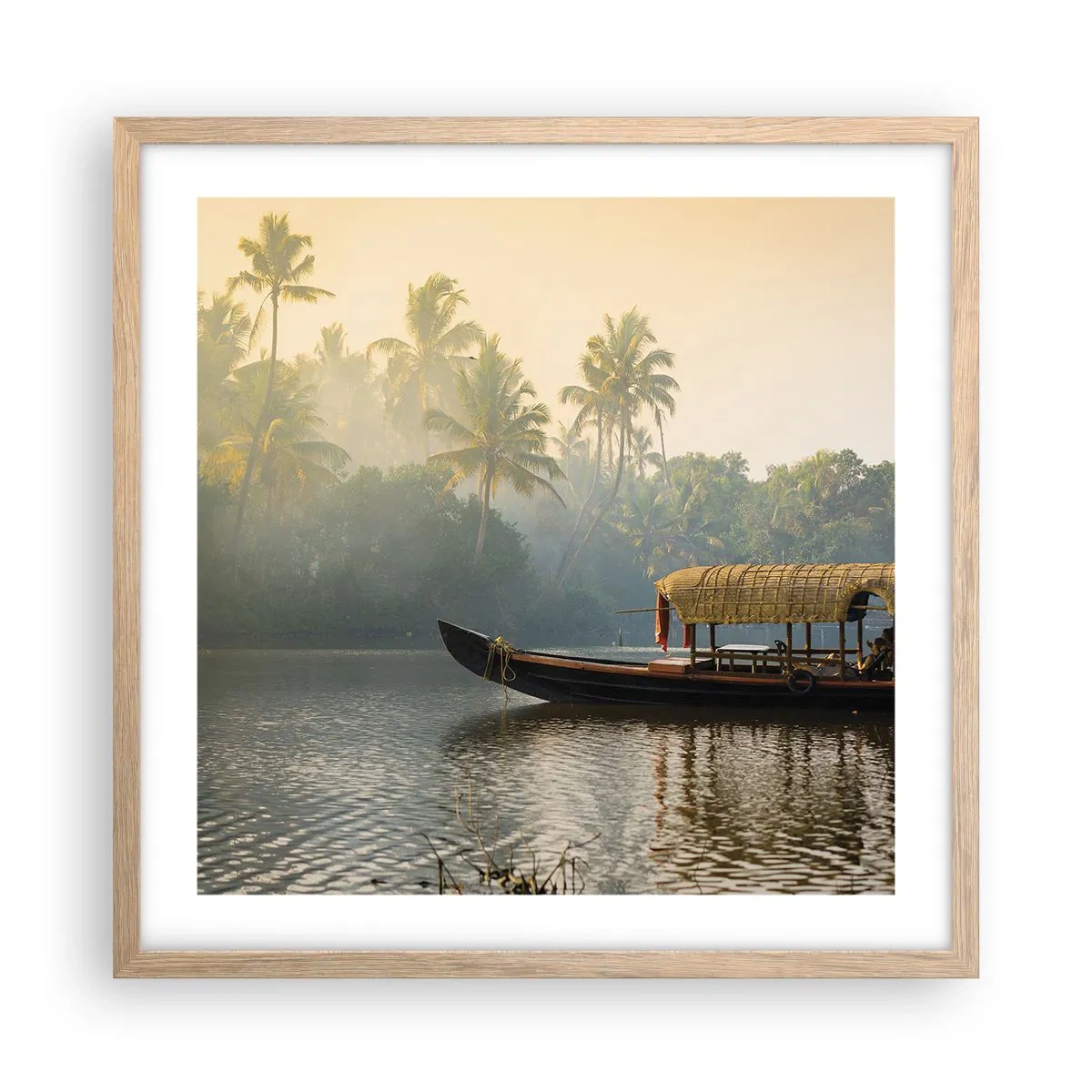 Poster in einem Rahmen aus heller Eiche - Haus am Fluss - 50x50 cm