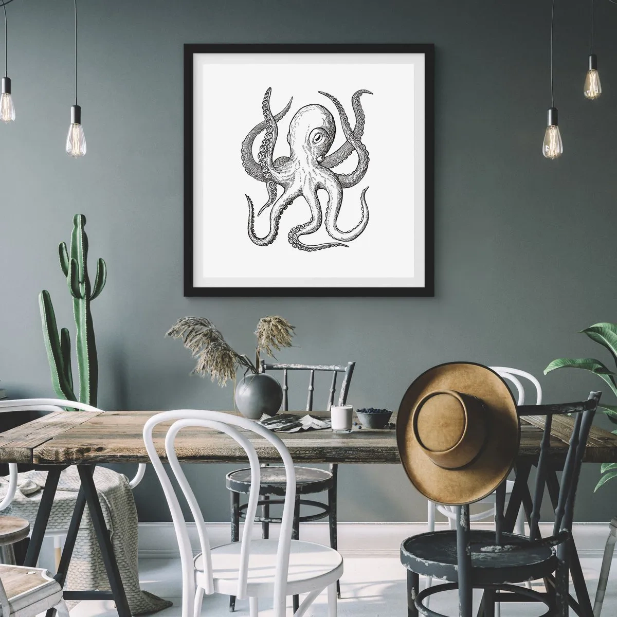 Poster in einem schwarzem Rahmen - Mit den Wellen tanzen - 40x40 cm