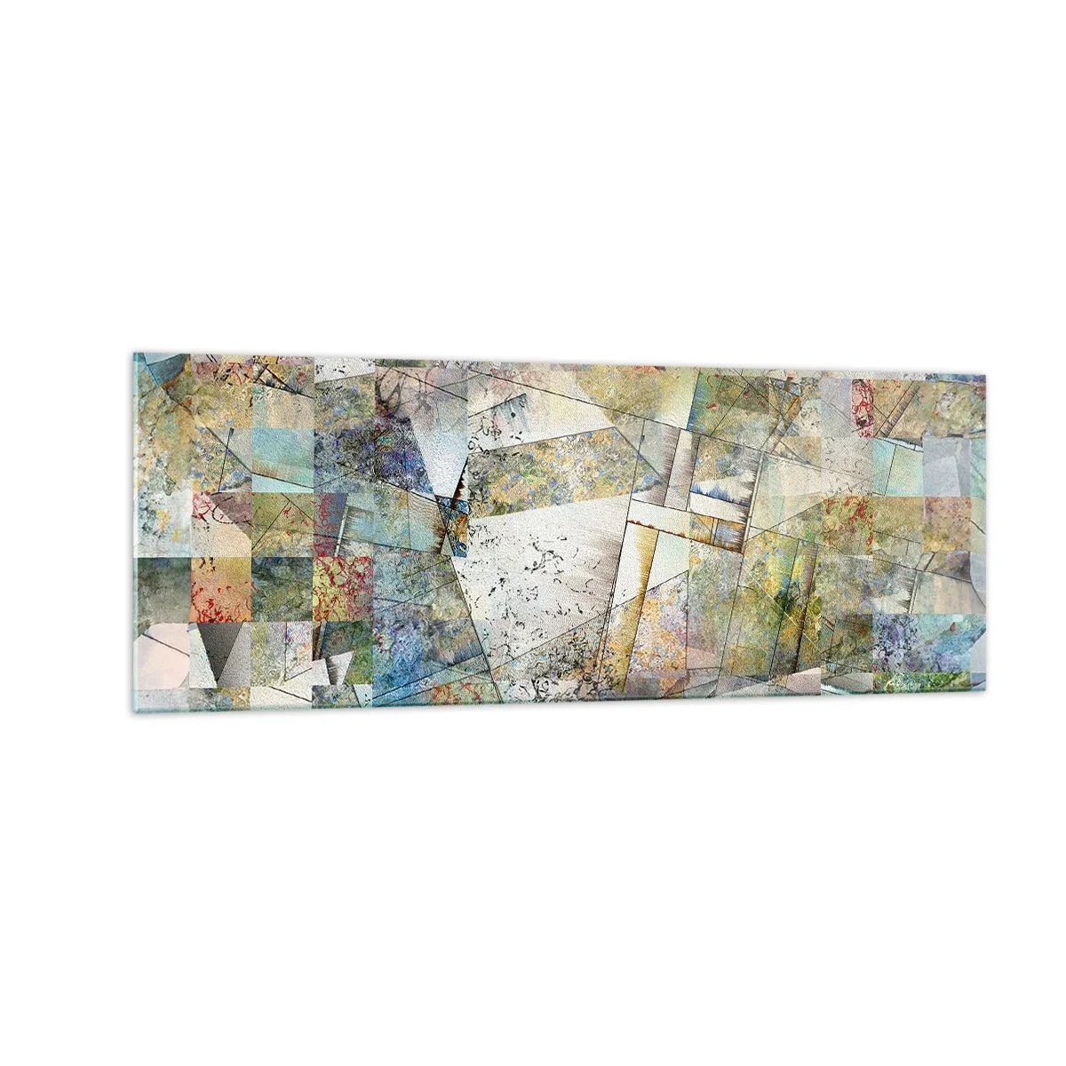 Glasbild - Bild auf glas - Bunte Abstraktion mit geometrischen Formen und Linien - 140x50cm - Geometrische Mischung - Moderne Wanddekoration für Wohnzimmer und Schlafzimmer ARTTOR