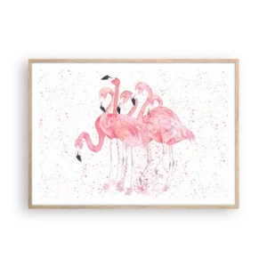 Poster in einem Rahmen aus heller Eiche - Rosa Ensemble - 100x70 cm