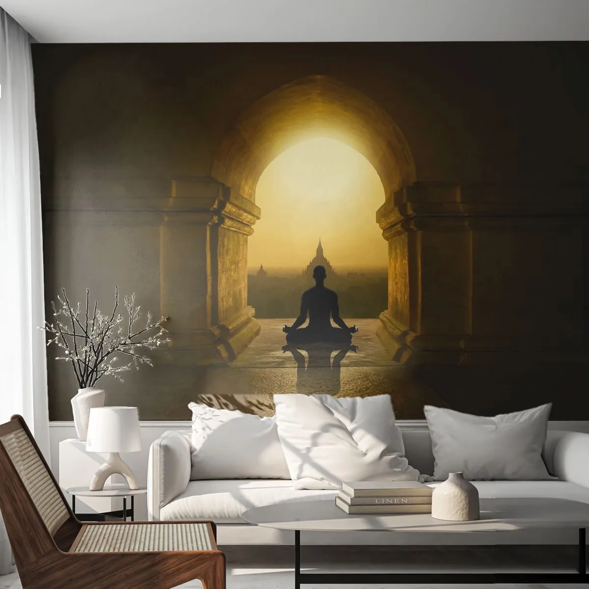 Fototapete Premium Sand - Vollkommene Harmonie - Meditation, Tempel, Buddha - 400x280 cm