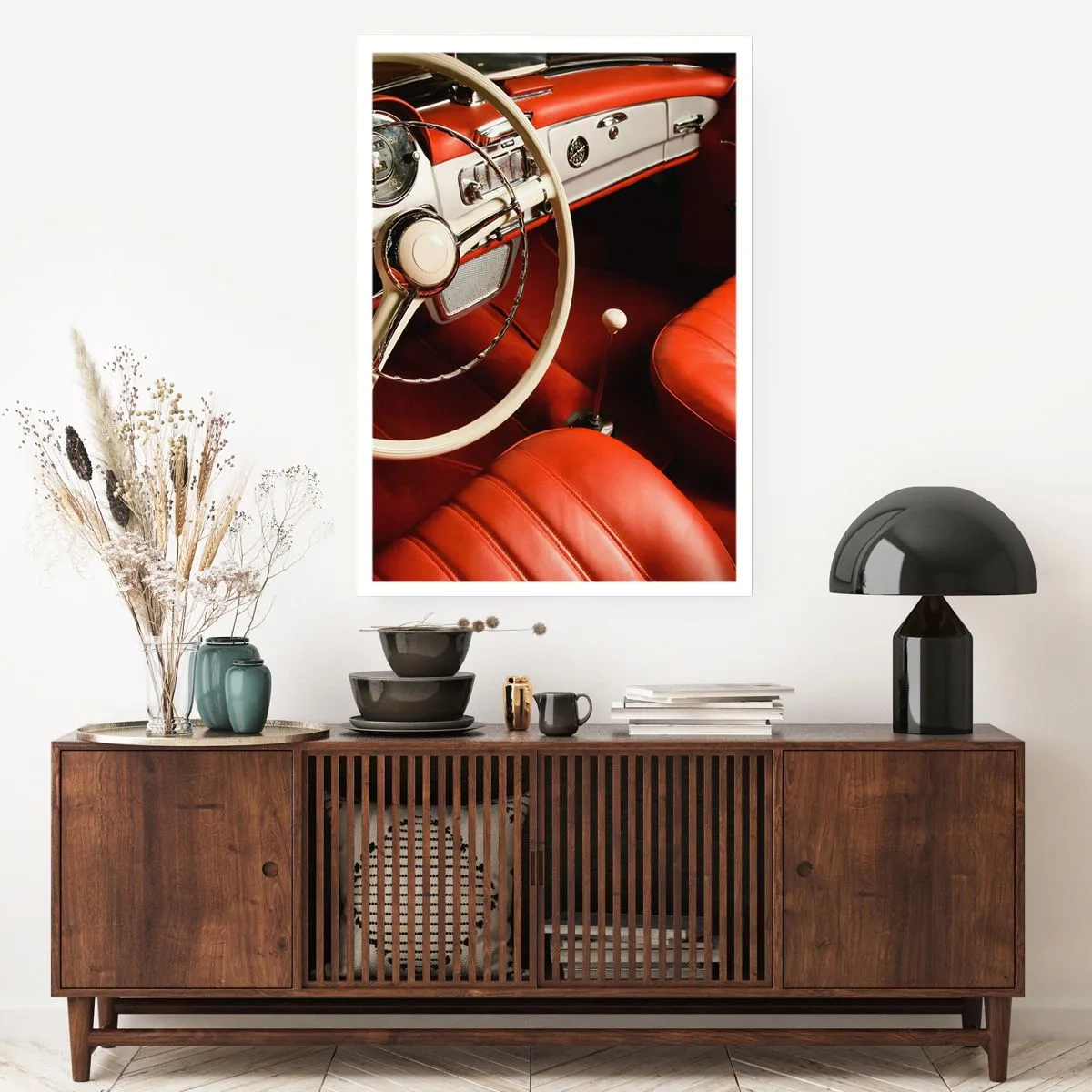 Poster - Stilvolles Interieur eines Oldtimers - 50x70cm - Luxus im Vintagestil - Moderne Wanddekoration für Wohnzimmer und Schlafzimmer ARTTOR