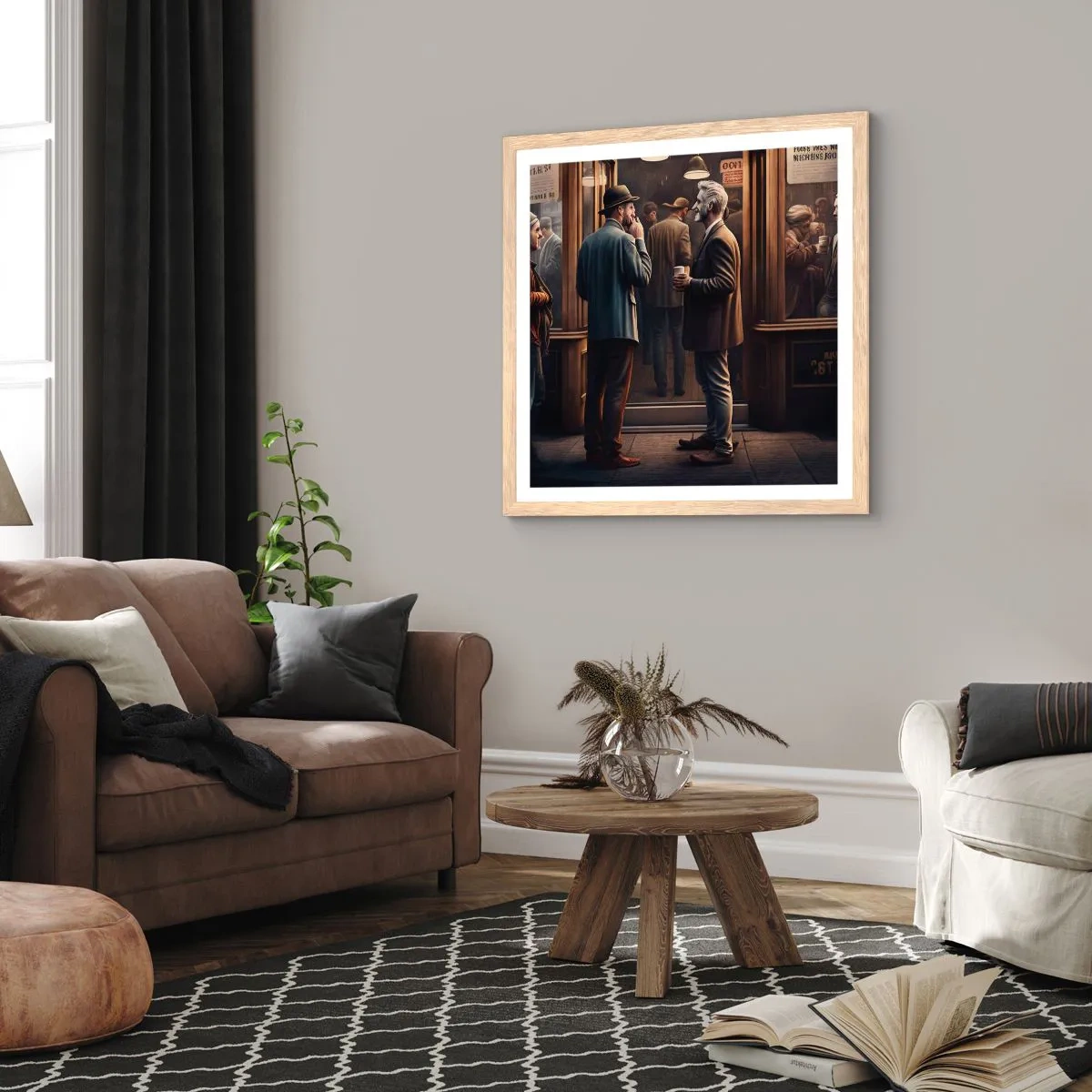 Poster in einem Rahmen aus heller Eiche - Gute Zeit des Tages - 40x40 cm