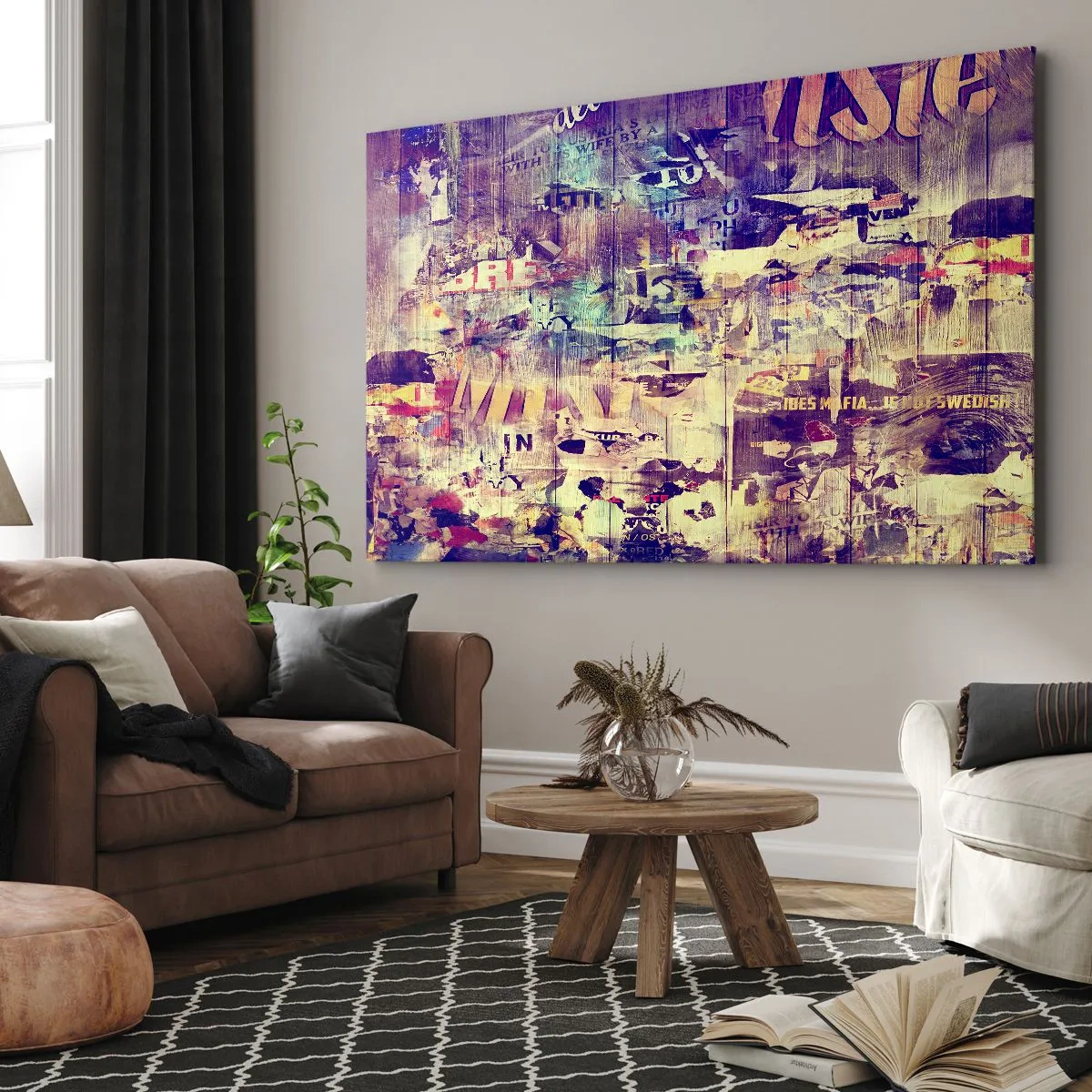 Bild auf Leinwand - Leinwandbild - Bunte abstrakte Collage mit Text und Grafiken - 120x80cm - Und das ist alles, was es geben wird - Moderne Wanddekoration für Wohnzimmer und Schlafzimmer ARTTOR