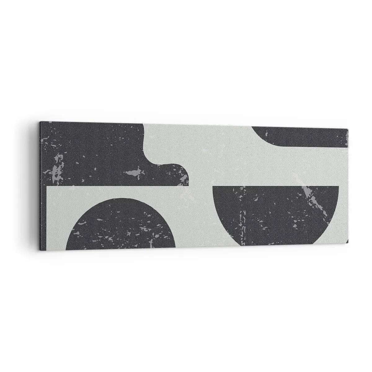 Bild auf Leinwand - Leinwandbild - Geometrische Muster in Schwarz- und Grautönen - 140x50cm - Komposition oben und unten - Moderne Wanddekoration für Wohnzimmer und Schlafzimmer ARTTOR