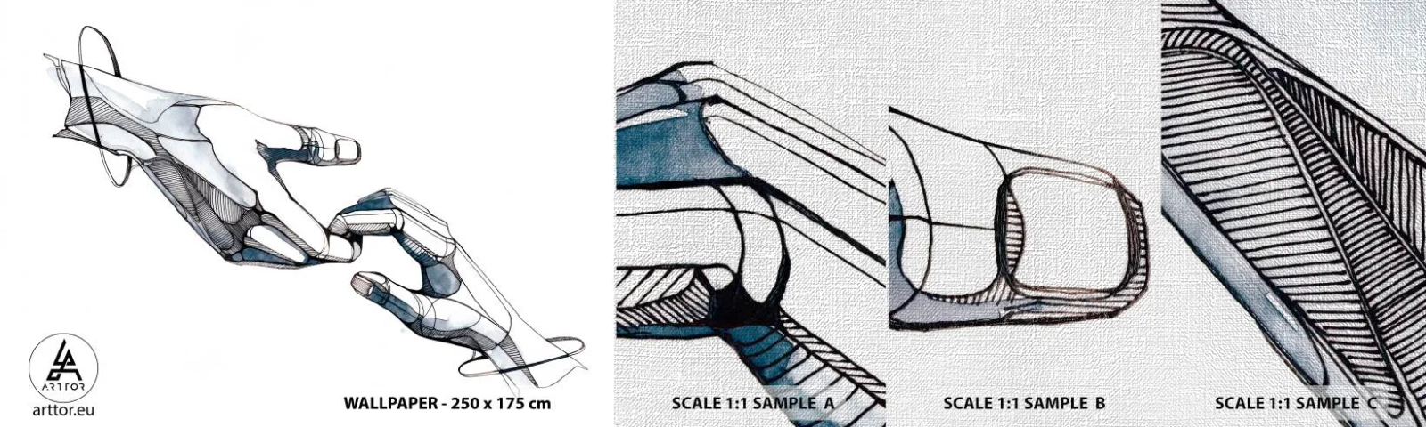 Fototapeten Muster Premium Canvas - Eine gute Geste - Abstraktion, Hände, Grafik - 100x30 cm