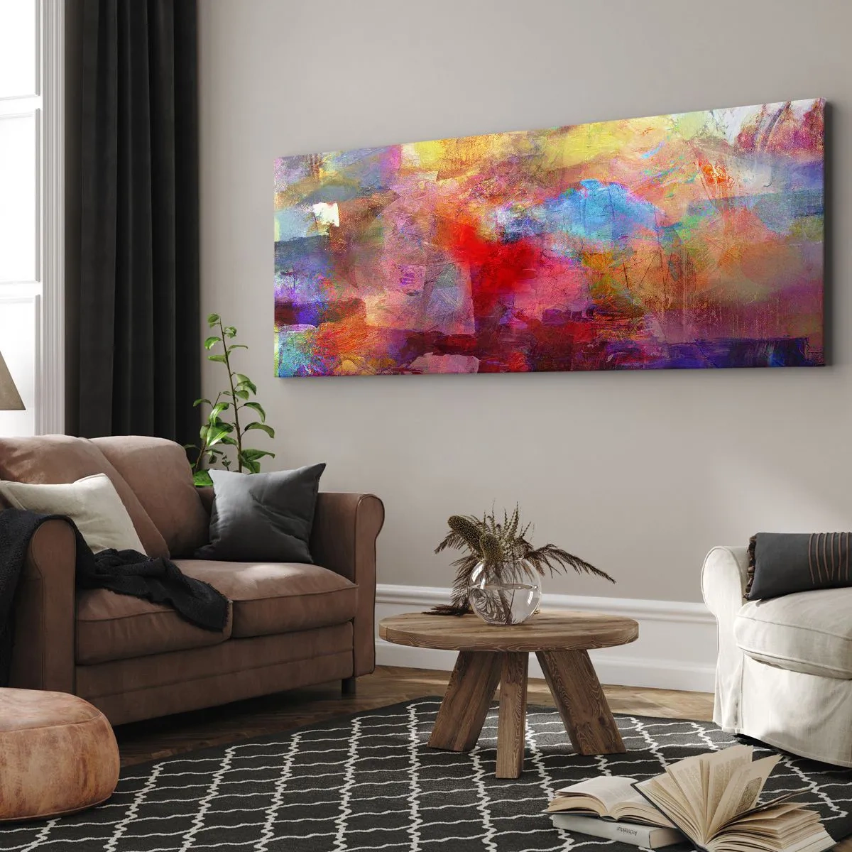Bild auf Leinwand - Leinwandbild - Schau in den Regenbogen - 90x30 cm