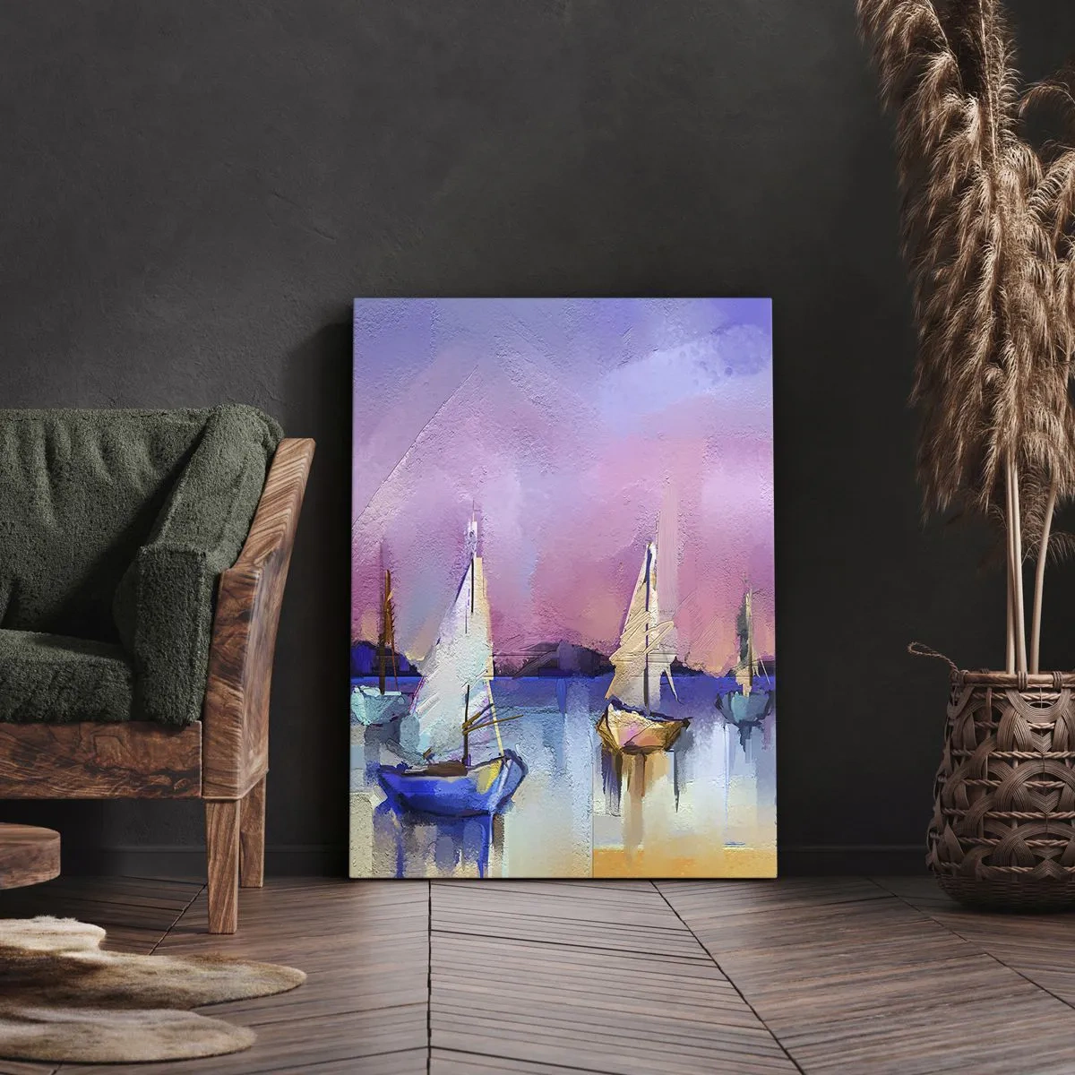 Bild auf Leinwand - Leinwandbild - Richtung: breites Wasser - 55x100 cm